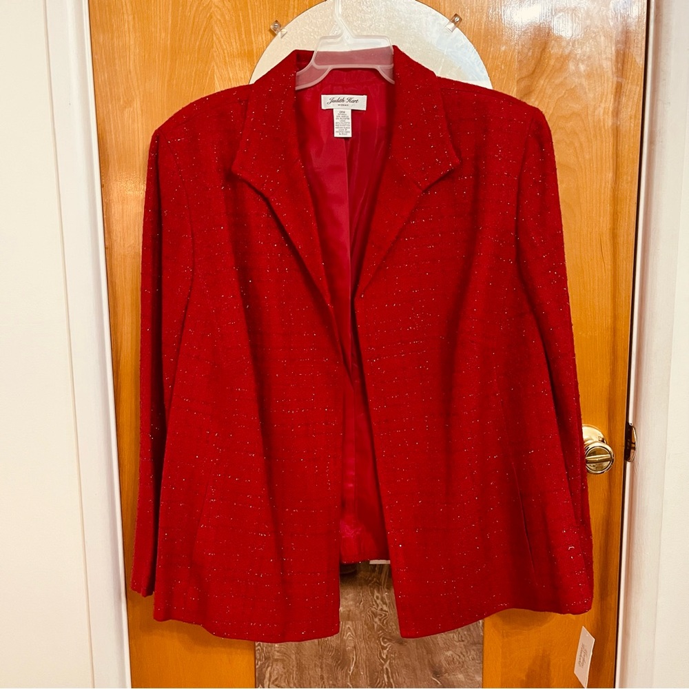 Judith Hart Plus Size 24W Red Blazer Jacket Dressy No Closure